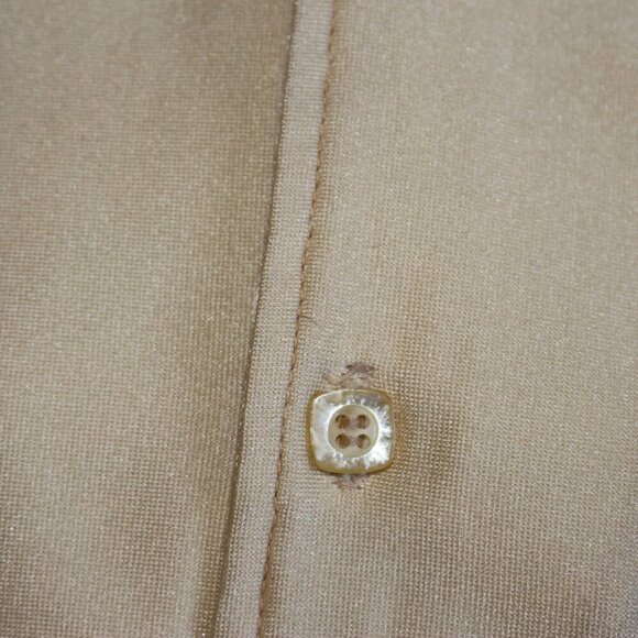 Vintage 1970s Disco Shirt, Qiana Nylon, Dagger Collar, Square Buttons - Van Q -L - Picture 8 of 10